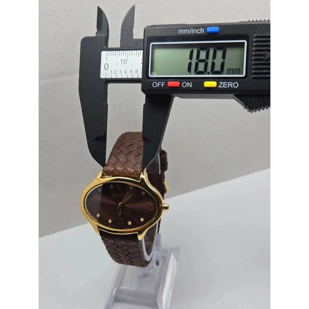 Joan Rivers Classics Womens Brown Dial Gold Tone Oval Sunburst Watch New Battery